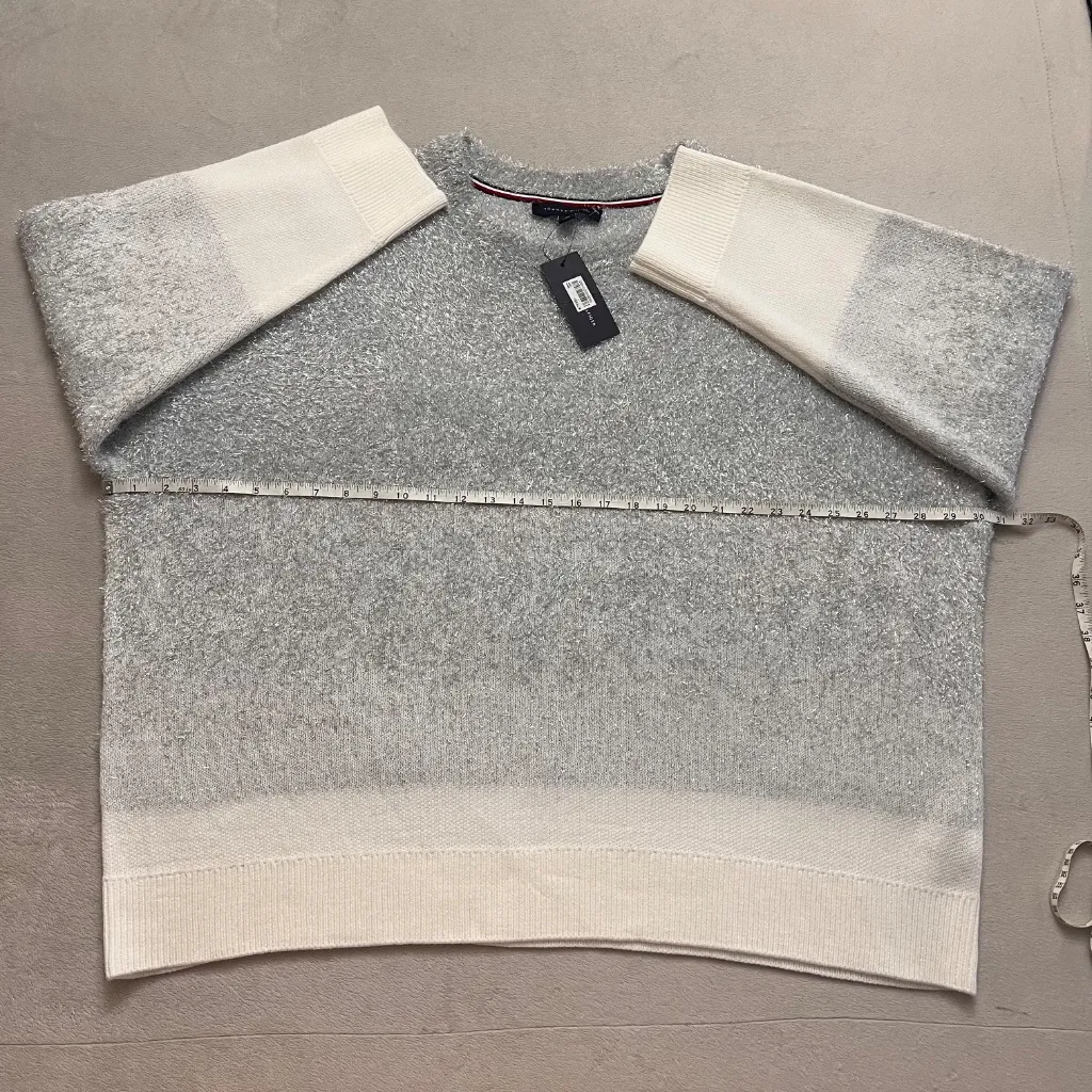 Tommy Hilfiger Women's Sweaters Fuzzy Gray/White Crew Neck Long Sleeve Size 3X - Image 12