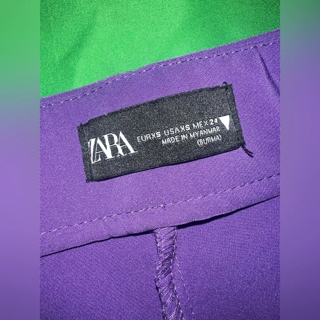 Zara Purple Straight Leg/ Minimal Flare Women's Pants with side Zipper size XS - Image 3