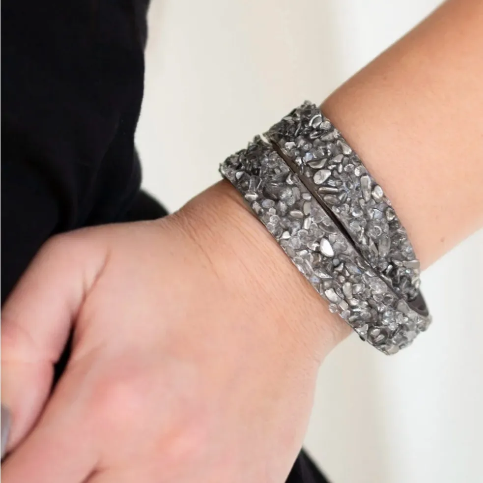 Paparazzi Green and Silver Beaded Leather Wrap Bracelets - Image 5