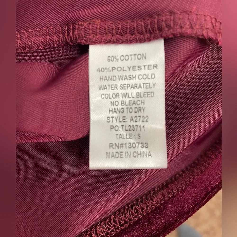 Umgee Faux Velvet Maroon Dress - Image 7