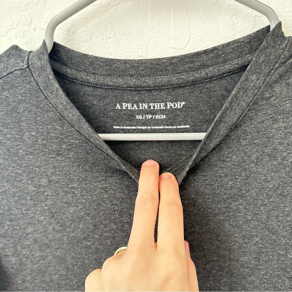 A Pea in the Pod Gray Bodycon Luxe Long Sleeve Slit Midi Maternity Dress XS - Image 6