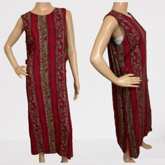 Sag Harbor Earthy Burgundy Green Midi Length Dress Size M Petite - Image 2