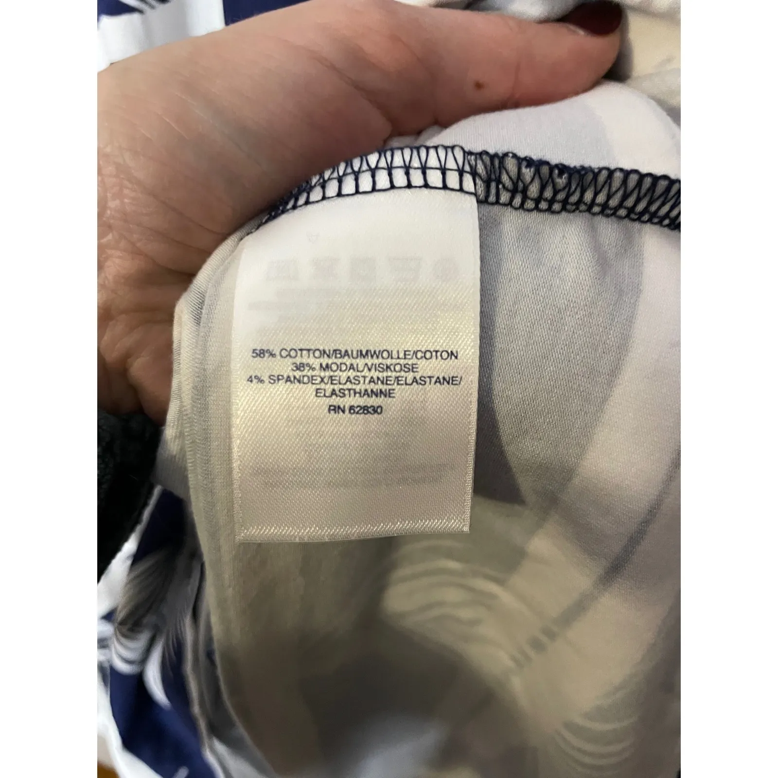 Lands End Wrap Dress Navy White Palm Leaf Print Midi Cap Sleeve V Neck Women's M - Image 3