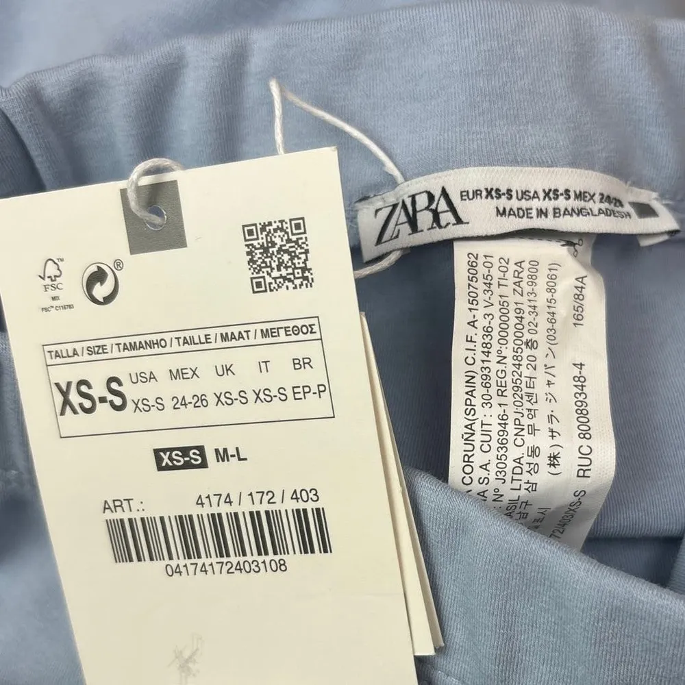 Zara NWT Women's Light Blue Cotton Seamless Fitted Midi Pencil Skirt Size XS/S - Image 8