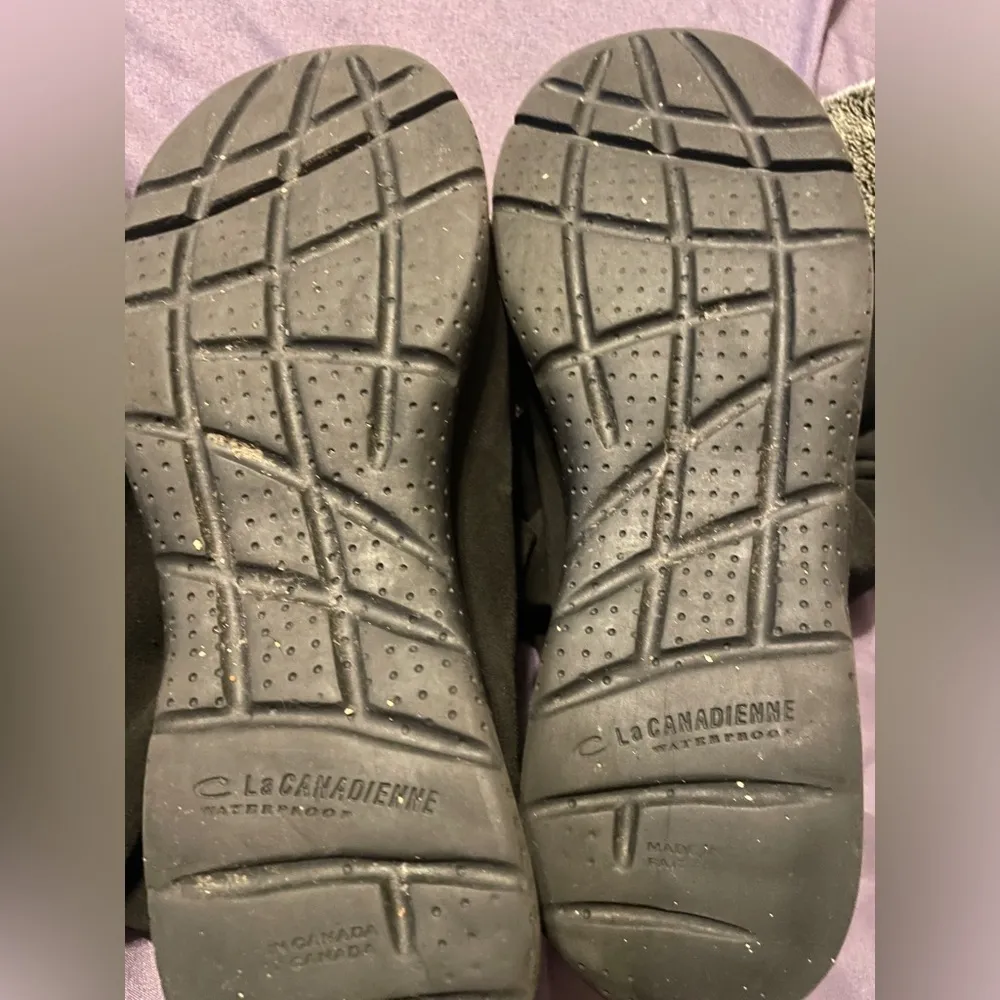 La Canadienne Trevis Waterproof Black Suede Boots Faux Fur Lined Size 8M - Image 16