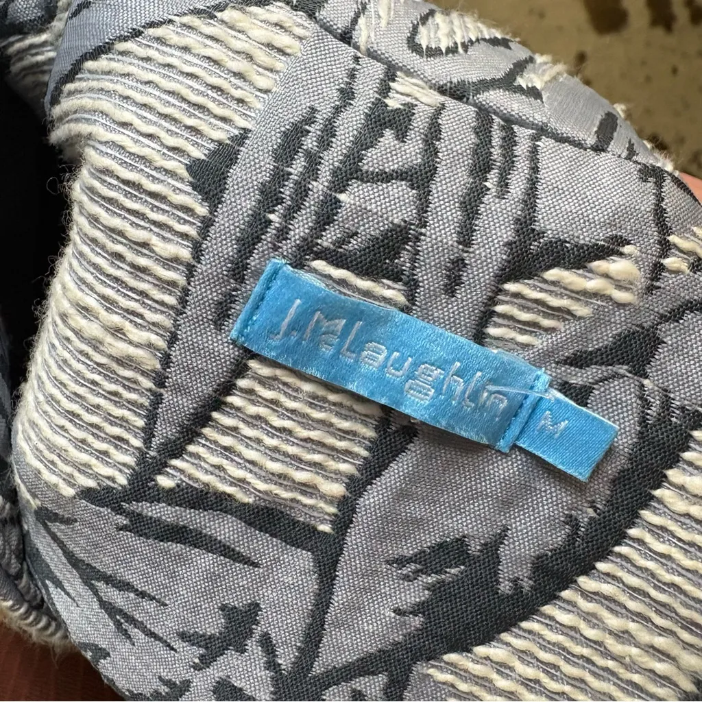 J. MCLAUGHLIN Brienne Leaf Embroidered Long Coat New Size Medium Grey‎ Blue - Image 7