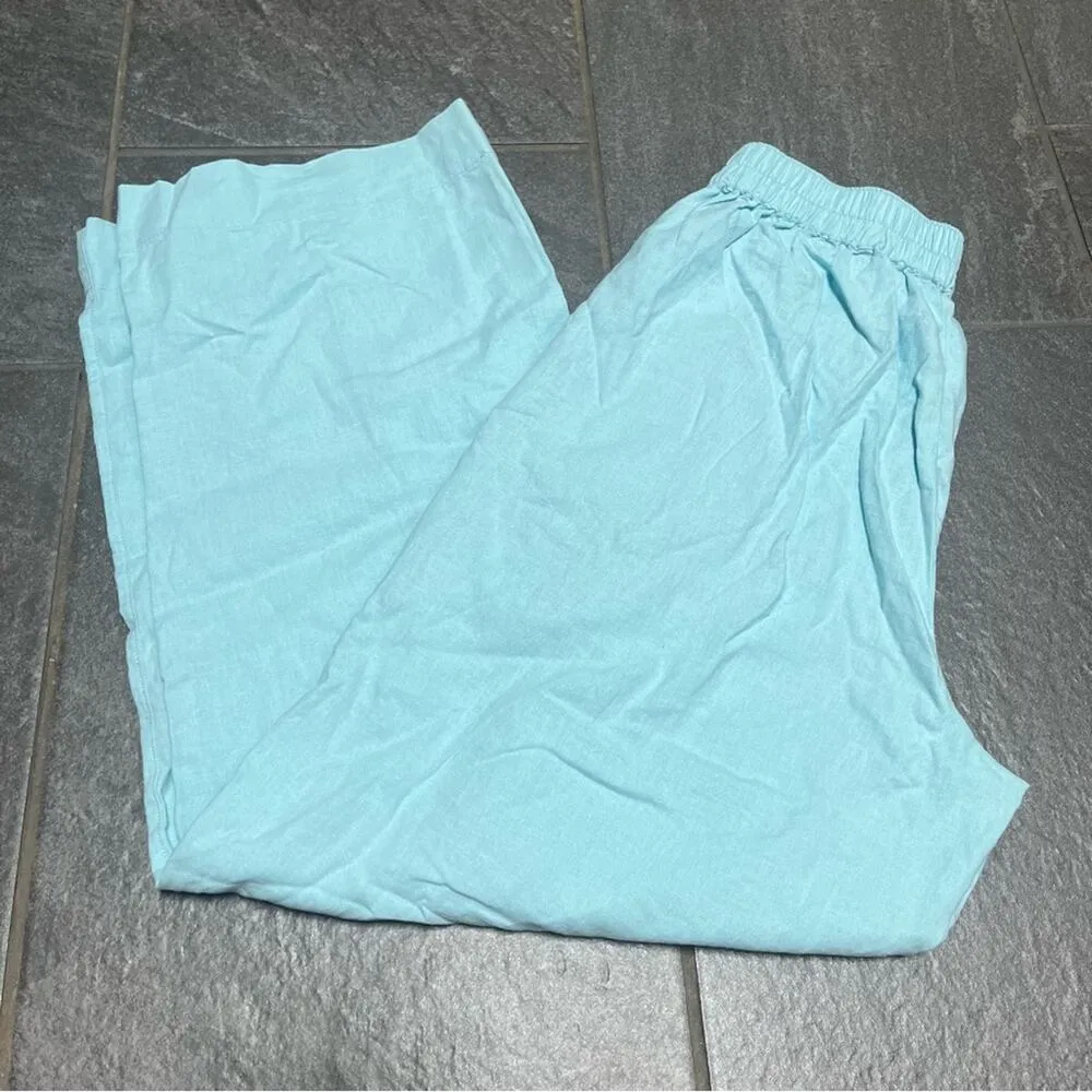 NWT Baby Blue Madewell Pull-On Straight Crop Pants Linen Blend SZ 0 Lightweight - Image 12