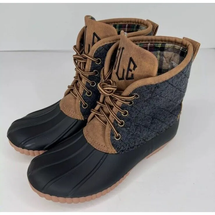 Marleylilly Womens Monogrammed JLE Brown‎ Black Gray Duck Boots- Size 9 - Image 2