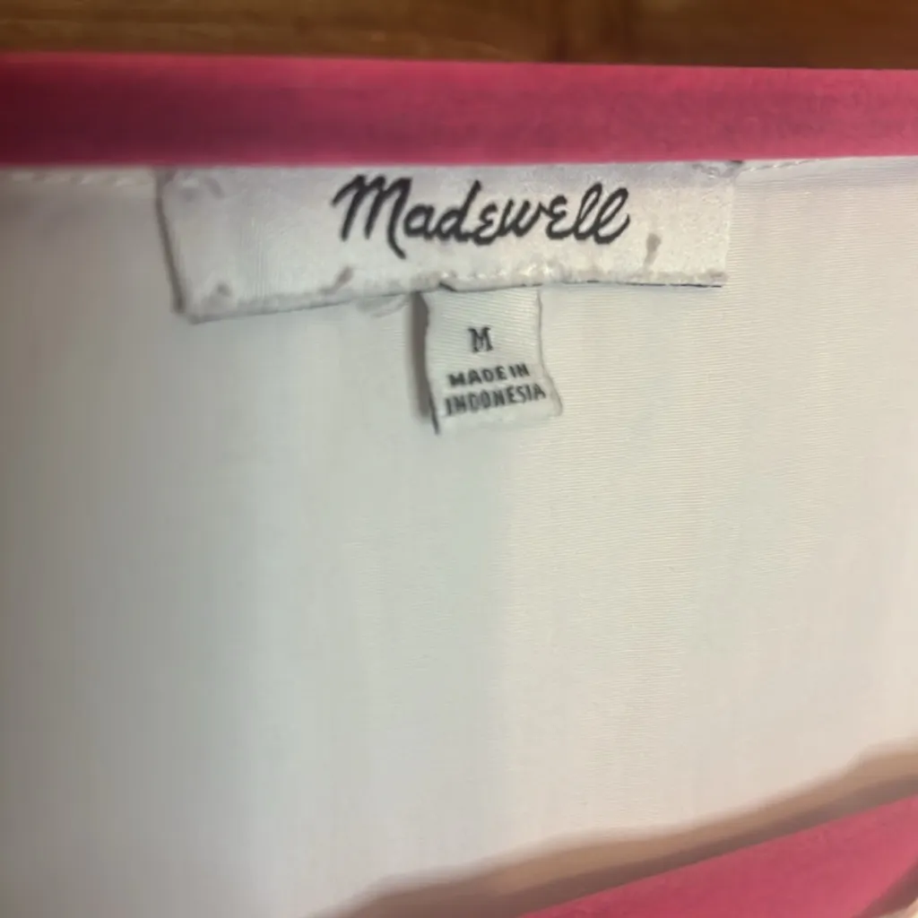 Madewell Babydoll Tiered Mini Button White Cotton Dress Summer Beach Coastal M - Image 4