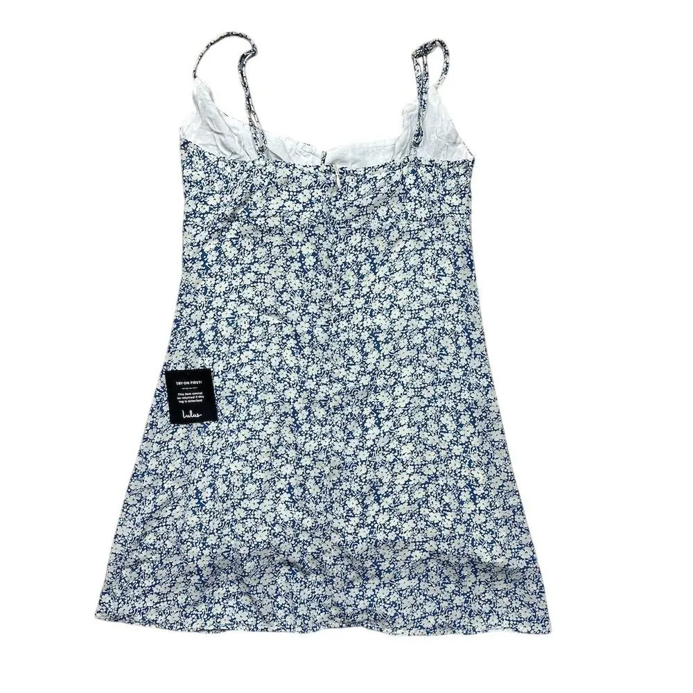 NWT Lulus XS Daisy Days Blue Floral Empire Waist A-Line Mini Dress Casual Summer - Image 6