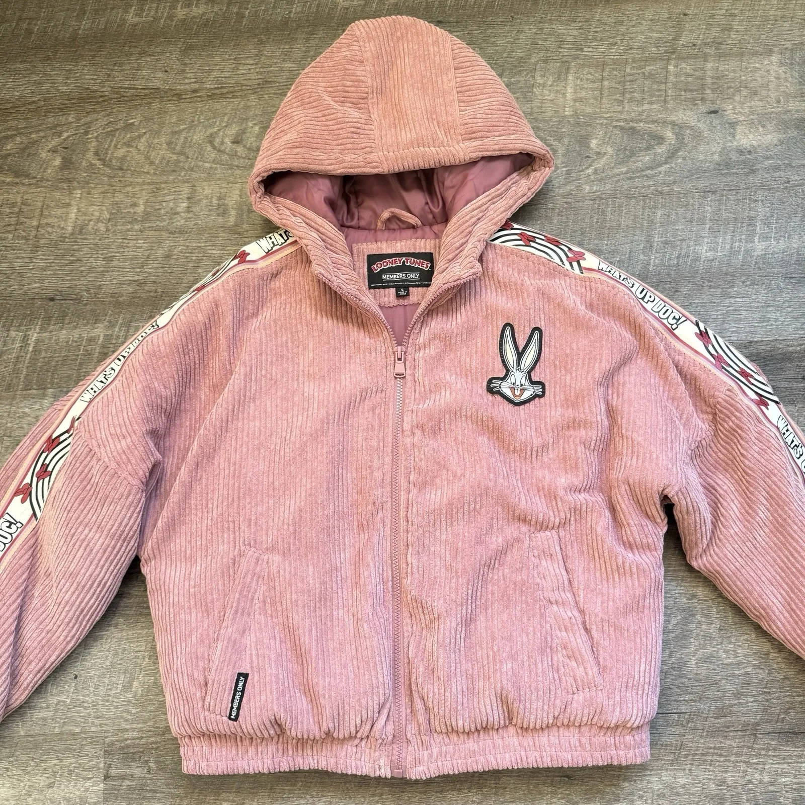 Looney Tunes Members Only Corduroy Bomber Jacket Womans Lola Bunny Pink Sz Small - Image 2