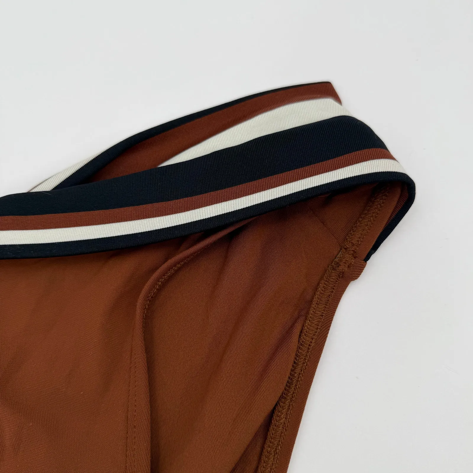 Robin Piccone Simone Twist Bikini Bottom Extra Small NEW Stripe Swim Cocoa NWOT - Image 9