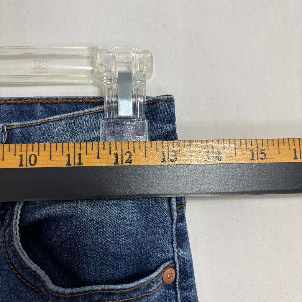 Celebrity Pink Flare Jeans Womens Sz 5/27 Button Fly Hi-Waist Raw Hem Medium Blu - Image 9