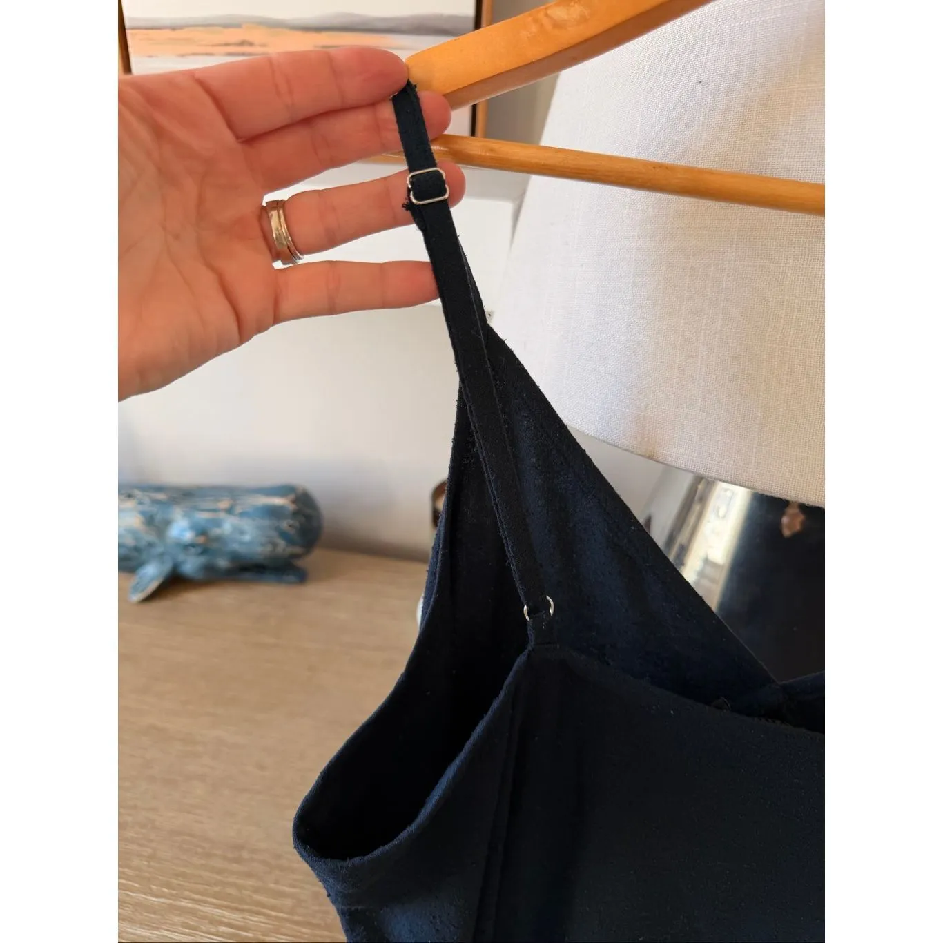 Jenni Kayne Riviera Slip Dress Raw Silk in Navy Size Large - Image 5