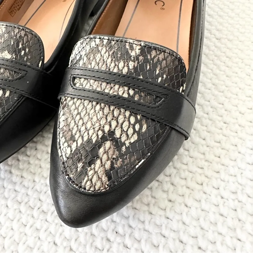 Vionic  Black Snake Savannah Boa Leather Pointed Toe Slip On Loafer 7 Wide Width - Image 8