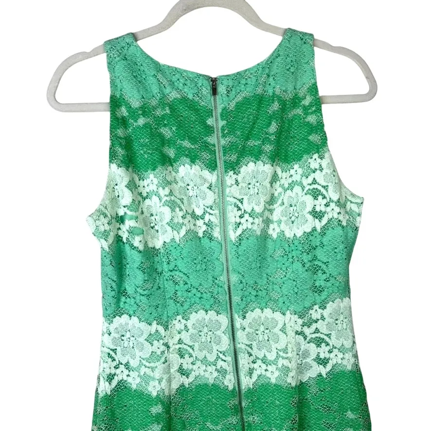 New York & Company Green Floral Lace Spring Sleeveless Midi Dress Size 6 - Image 6