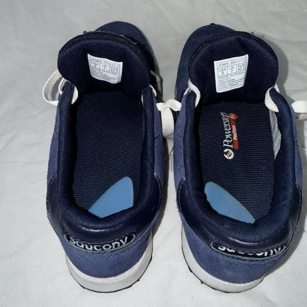 Saucony Athletic Shoes Womens Size 9 Blue White DXN Trainer S60317-2 Gym Suede - Image 5