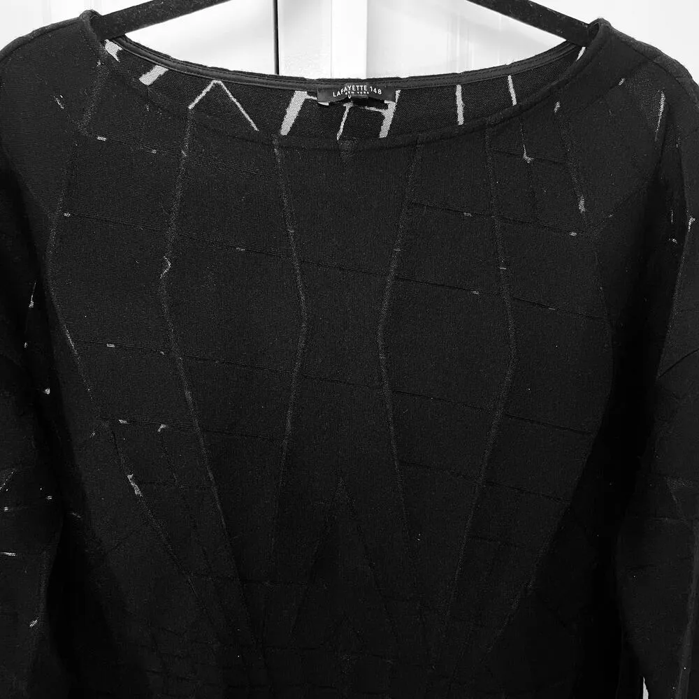 Cutout and Faux Leather Trim Sweater - Women Size M - Black - Image 2
