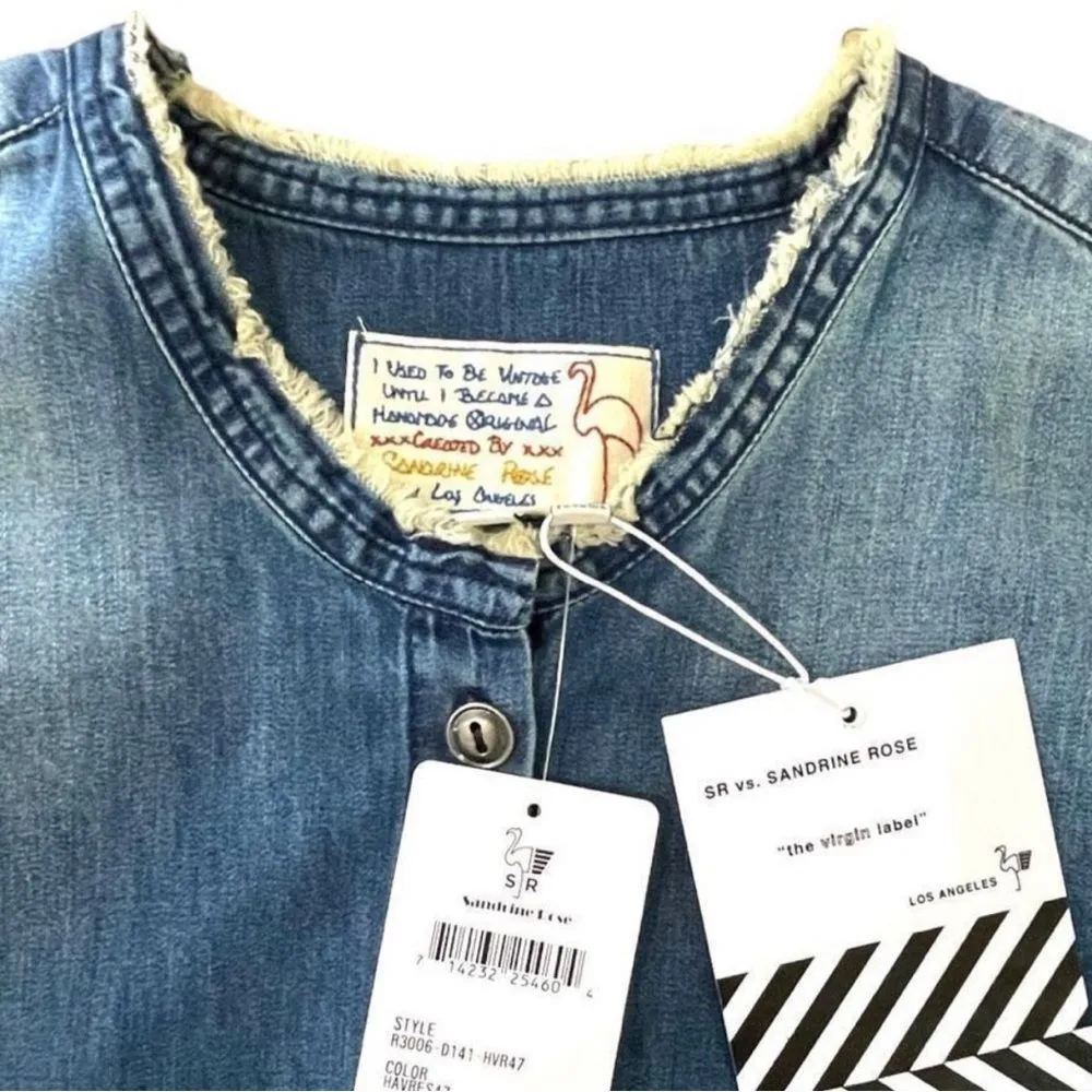 NWT Sandrine Rose X Free People Honored Demim Shirt - Image 4