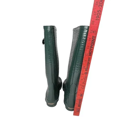 Khombu BW1208 Crocodile Tall Rubber Rain Boots Green Cheetah Print Lining 9 - Image 5