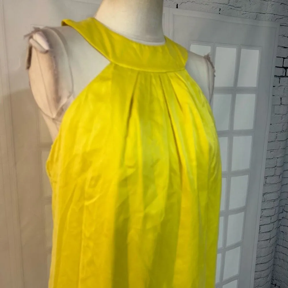 INC International Concepts High Neck yellow silk Dress Size 6 - Image 2