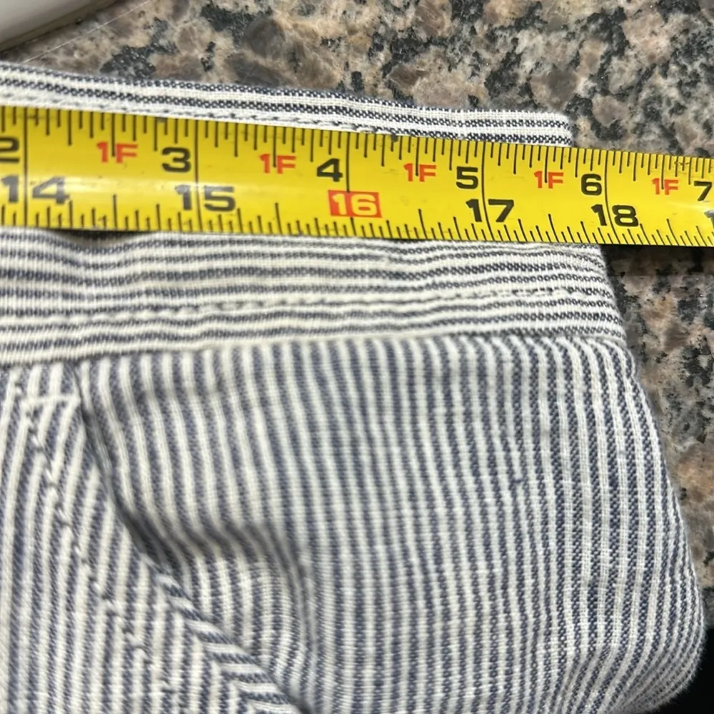 Max Studio Navy White Stripe Cropped Bohemian Linen Pants Size XL EUC #DS-0330 - Image 7