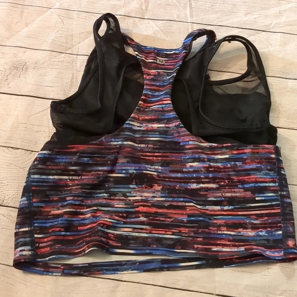 Lululemon break free tank nulux hinshu alpine white multi/ black size 8 - Image 3