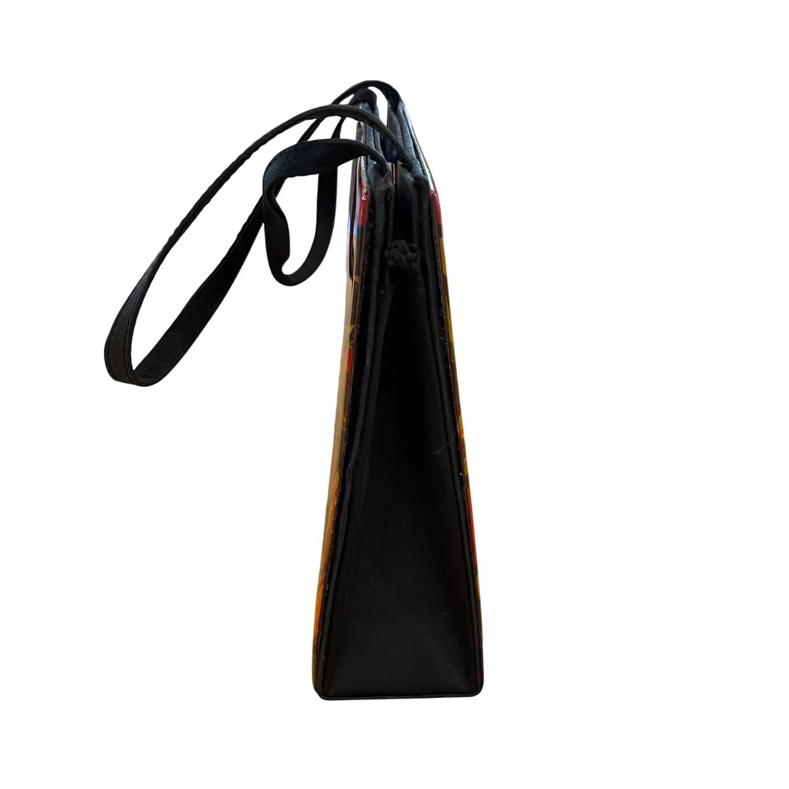 Angela Frascone Vintage Novelty Art Tote Bag Purse Cowboy Boots Roses Top Handle Black - Image 4