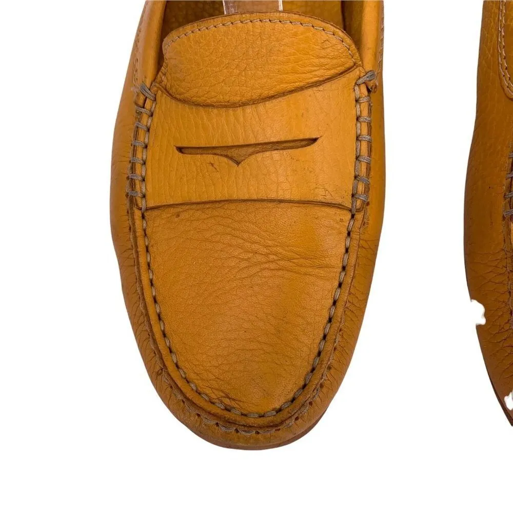TOD's Yellow Pebbled Leather Driving Moccasins Size 38 Penny Loafers - Image 4