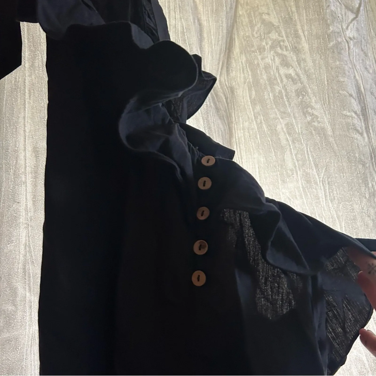 Free People Not So Sweet Mini Dress Whimsigoth Boho Halter Apron Ruffle Black XS - Image 7