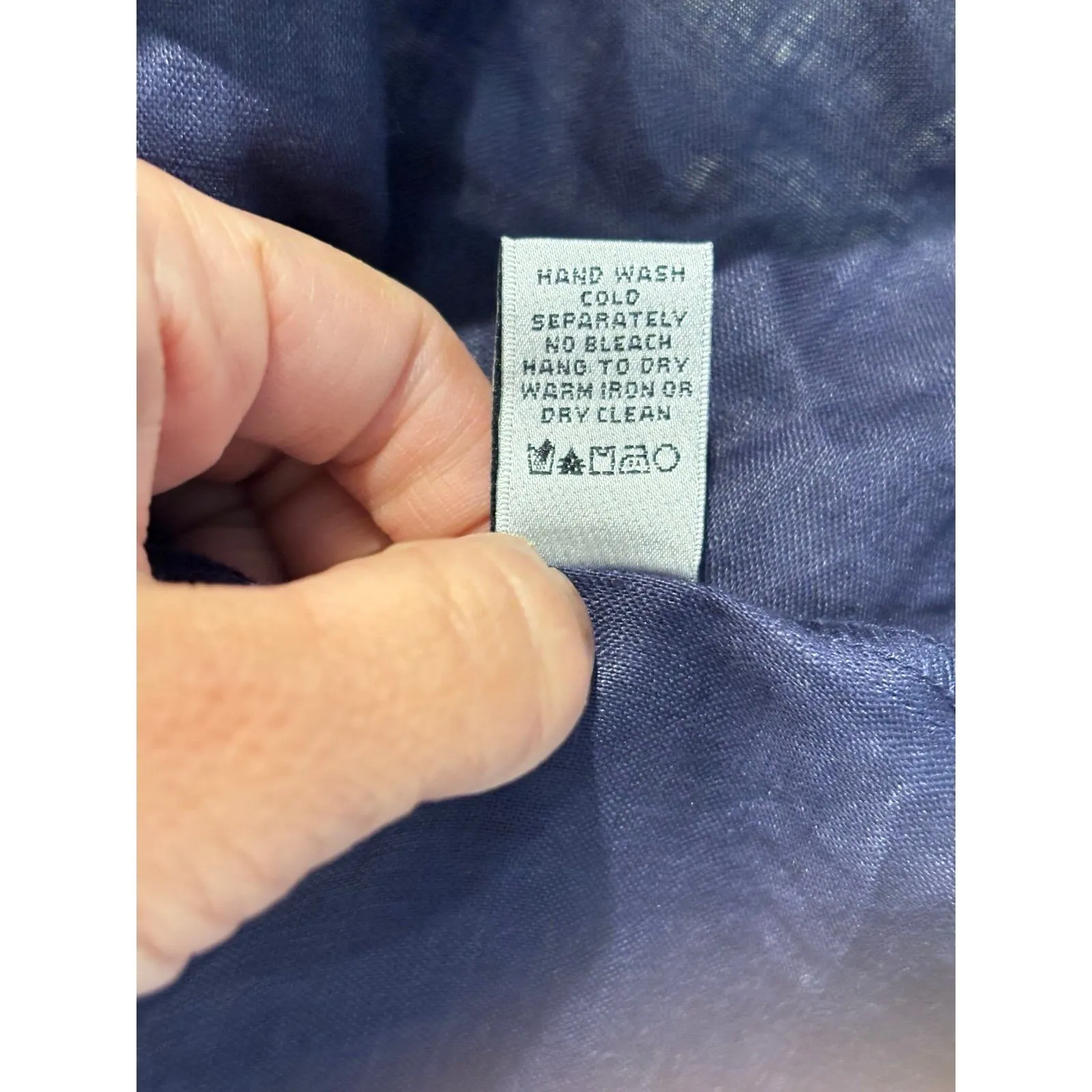 NEIMAN MARCUS Navy Blue Linen Tie Front No Button Embroidered Jacket L - Image 7