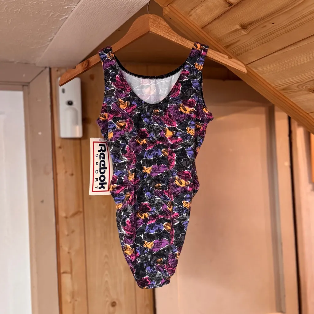 Vintage 80s 90s Reebok One Piece Swimsuit Women's NWT Made in USA 100% Cotton S - Image 8