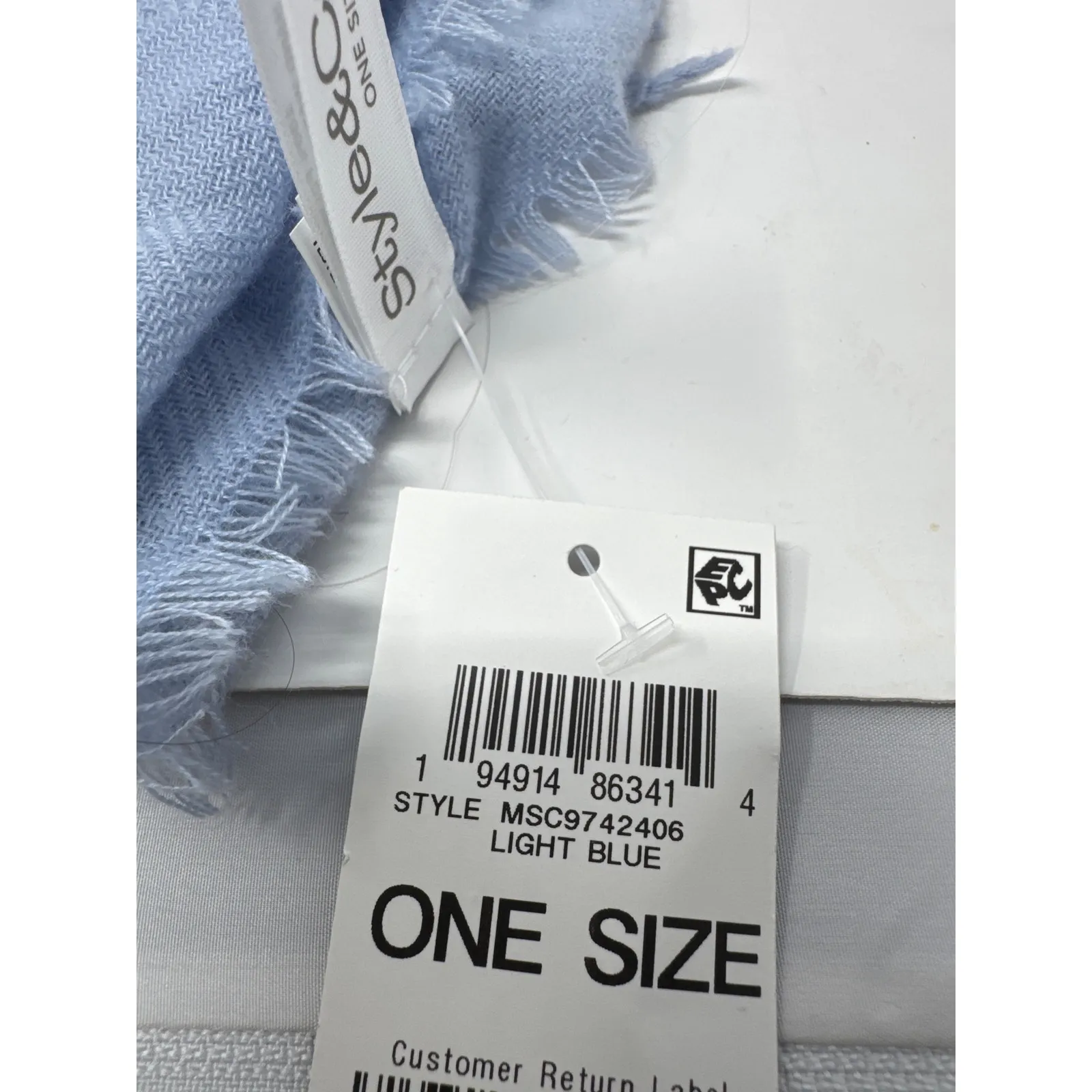 Brand New Style & Co Women's Size OS Light Blue Scarf & Wrap Fringe - Image 3