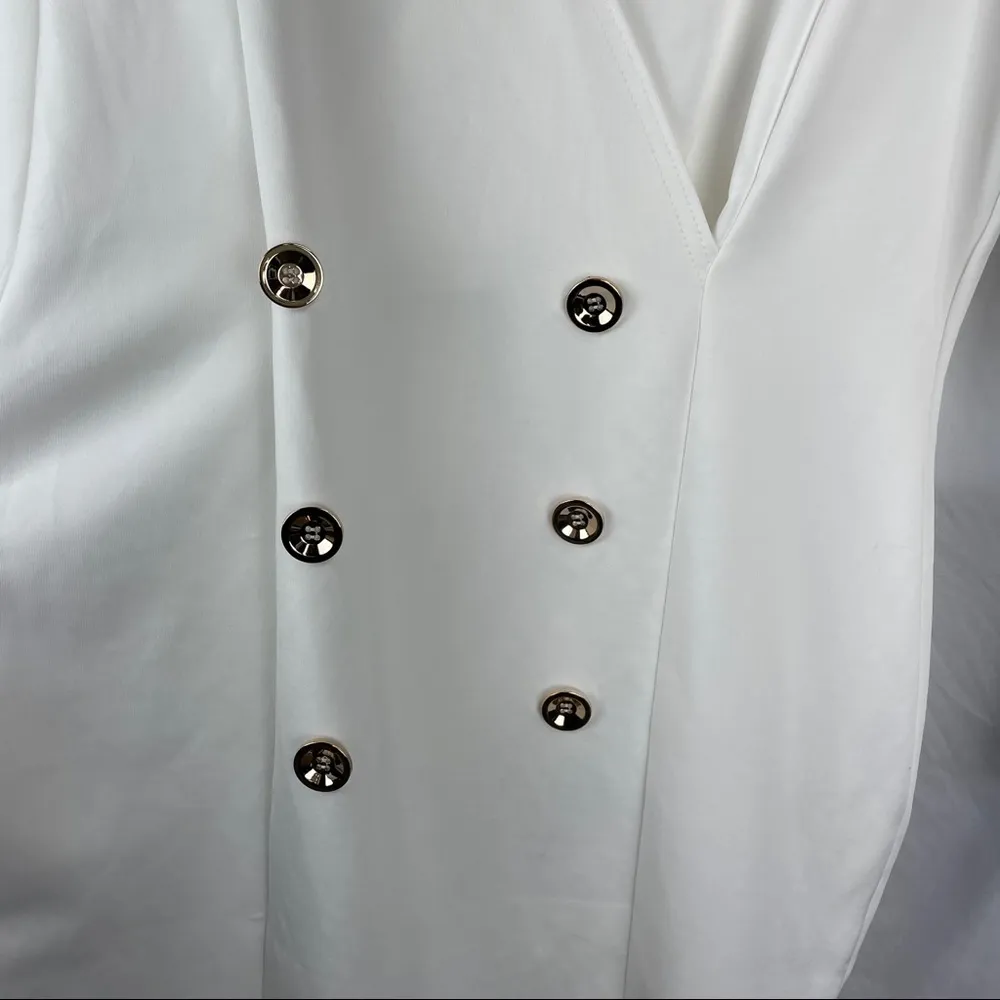 NWT Boohoo White Bodycon Double Button Mini Dress - Image 4