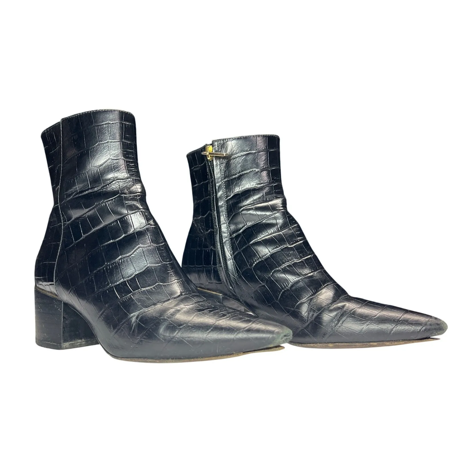 Thursday Boot Co Luna Black Croc Leather Ankle Boots Size 6 EUC - Image 2