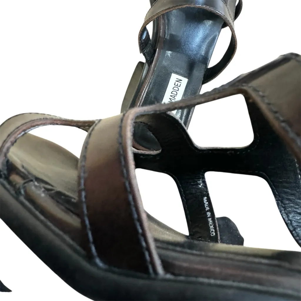 Steve Madden dark brown Leather Sandals Y2K Size 7.5 - Image 8
