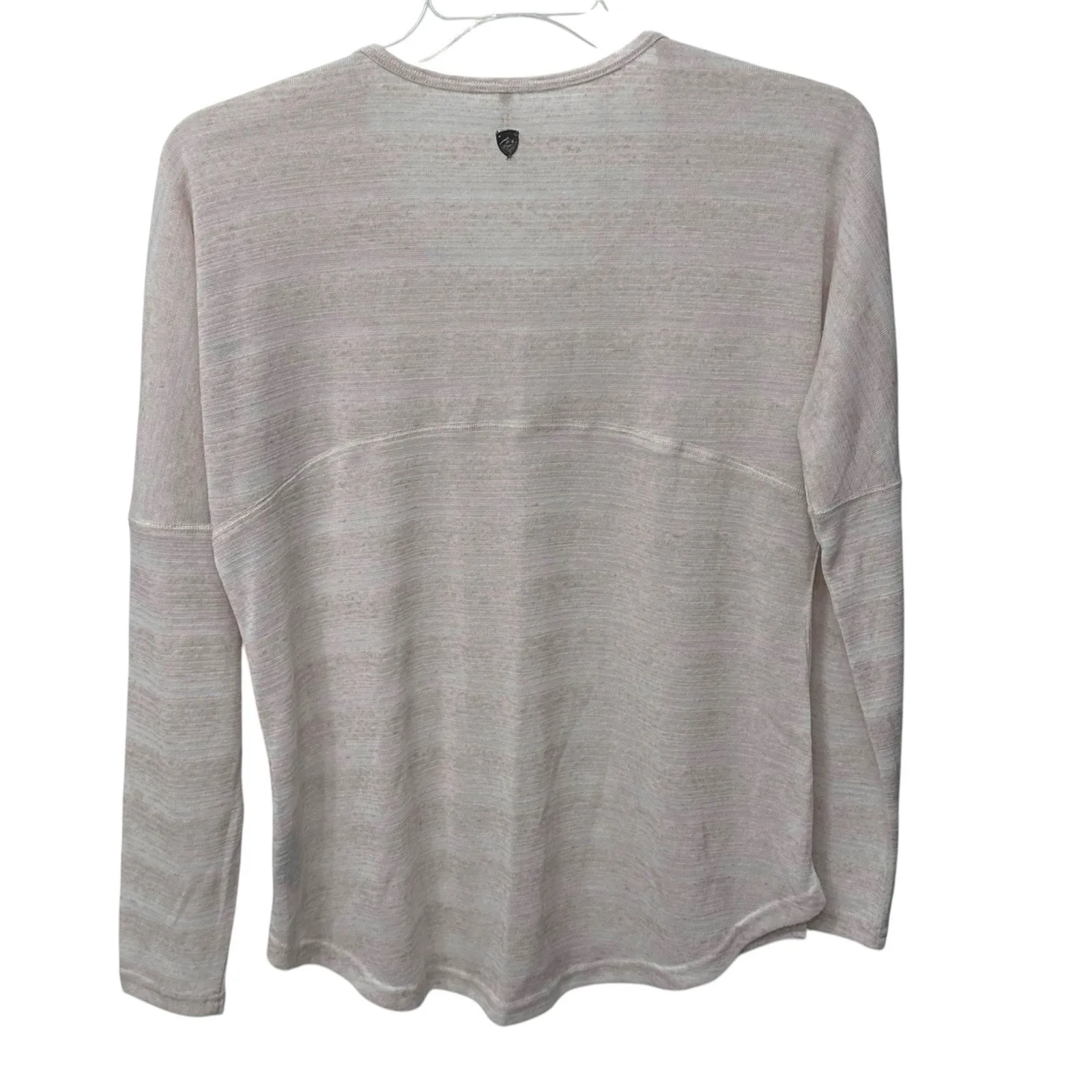 Kuhl Womens Sylvie Long Sleeve‎ Top Sz L Lightweight Tan Outdoor Stripe Neutral - Image 4