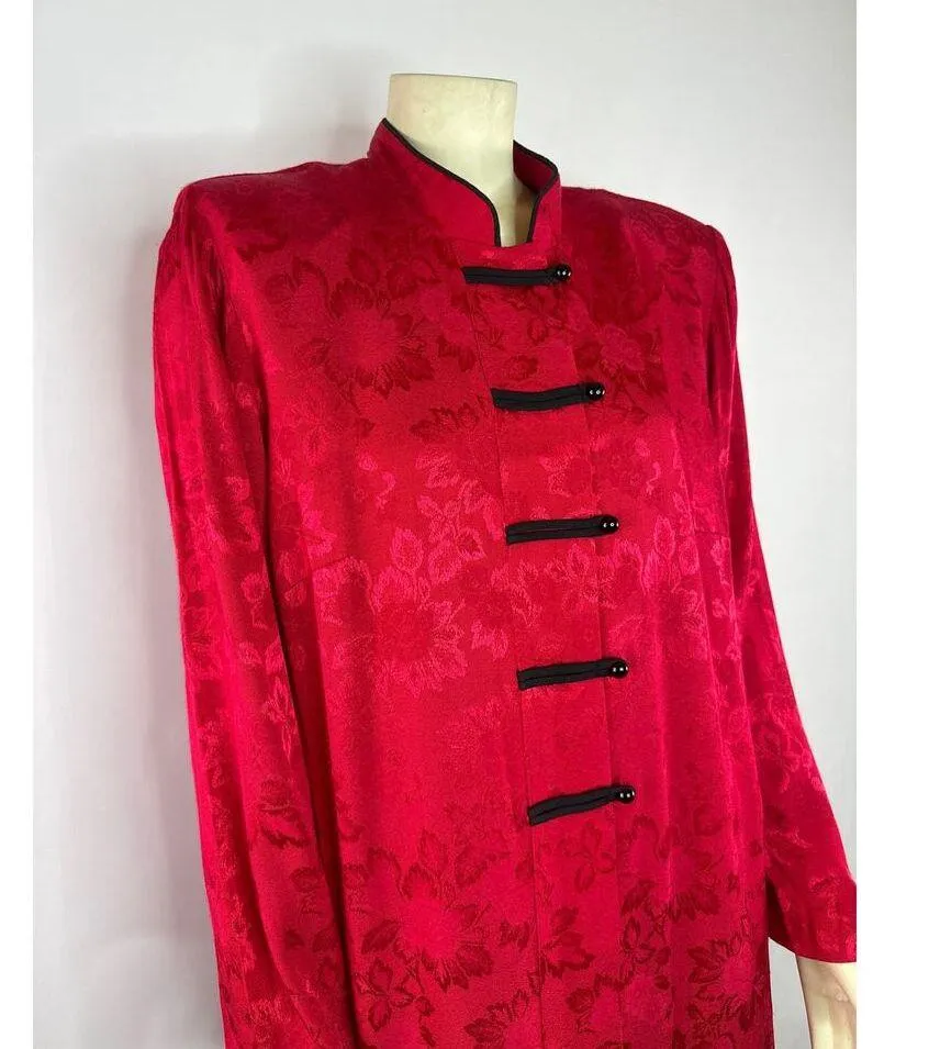 Vintage R&M RICHARDS BY KAREN KWONG Red Asian Blouse Mandarin Collar size 16 - Image 4