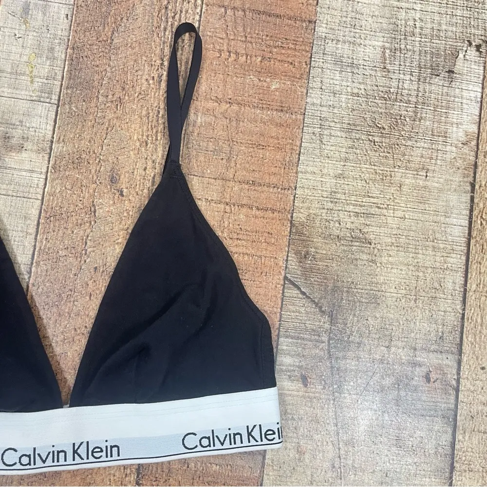 CALVIN KLEIN Small Cotton Logo Triangle Bra Bralette Casual Solid - Image 6