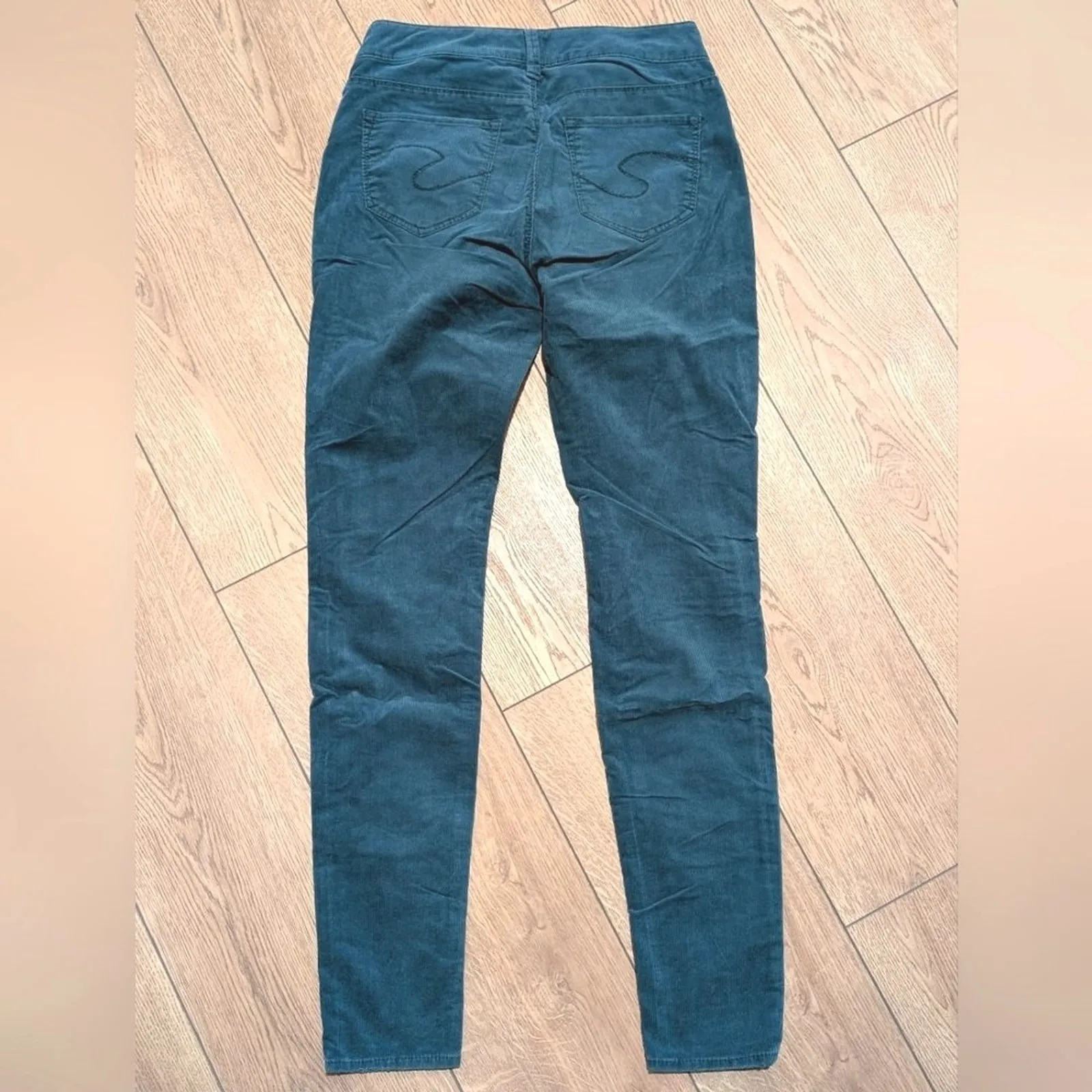Silver Jeans 27 x 31 Suki Jegging‎ Aqua Teal Green Corduroy Skinny Pants Curvy - Image 7