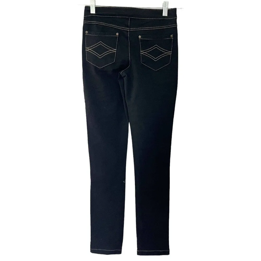NWT Pajama Jeans Black Skinny Mid Rise Pull On Knit Loungepants Womens Sz XXS - Image 2