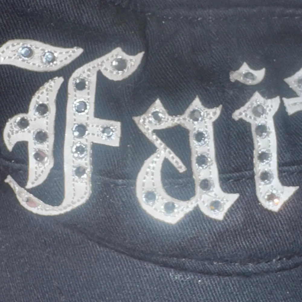 Y2K FAITH Bling Black Canvas Hat - Image 2