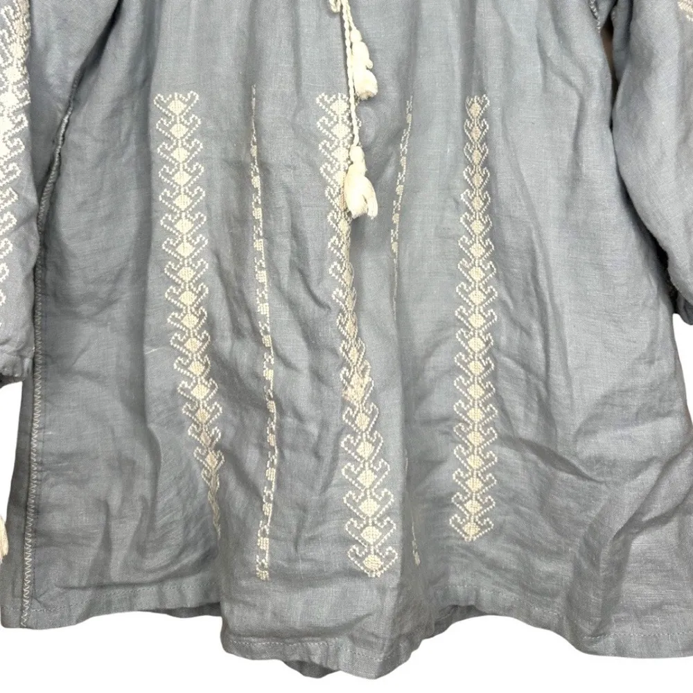 Calypso St. Barth Embroidered Chambray Blouse Small Boho Chic - Image 3