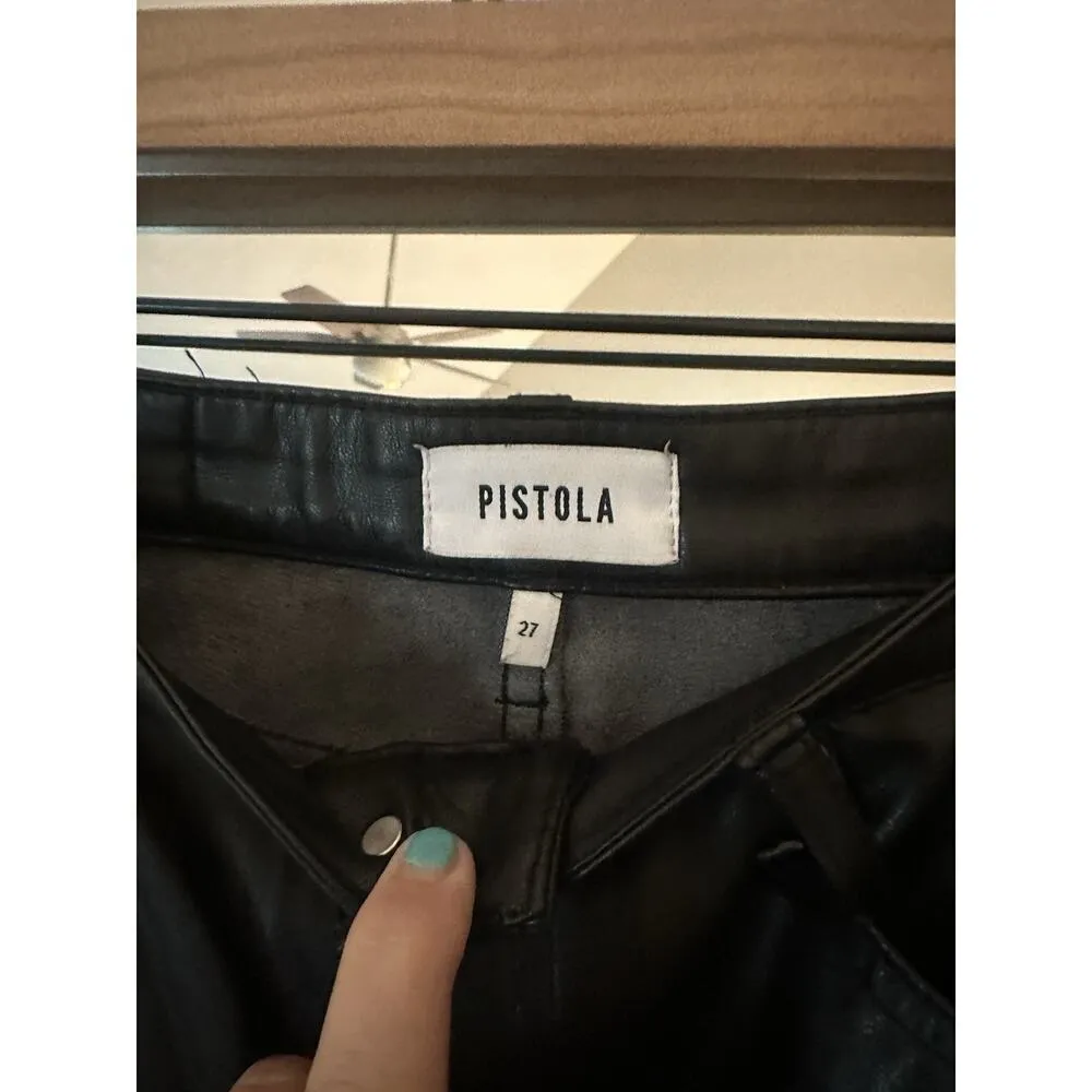 Pistola Black Faux Leather Pants Size 27 - Image 3