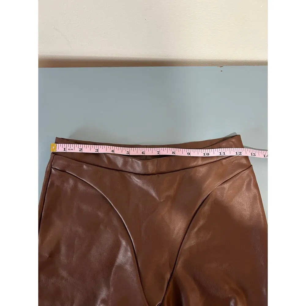 Skims faux leather biker short brown womens size S - Image 6