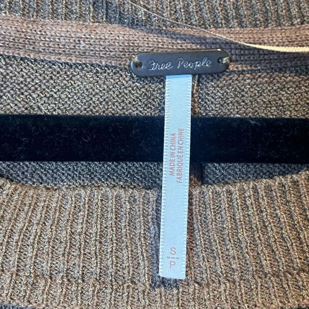 Free People Work From Home Pullover Sweater Top Mushroom - Image 8