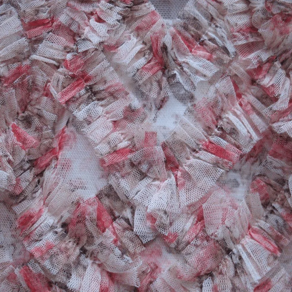 NWT MAC DUGGAL 8060 Ruffle Tiered Short Sleeve A Line Dress Beige 2 - Image 9