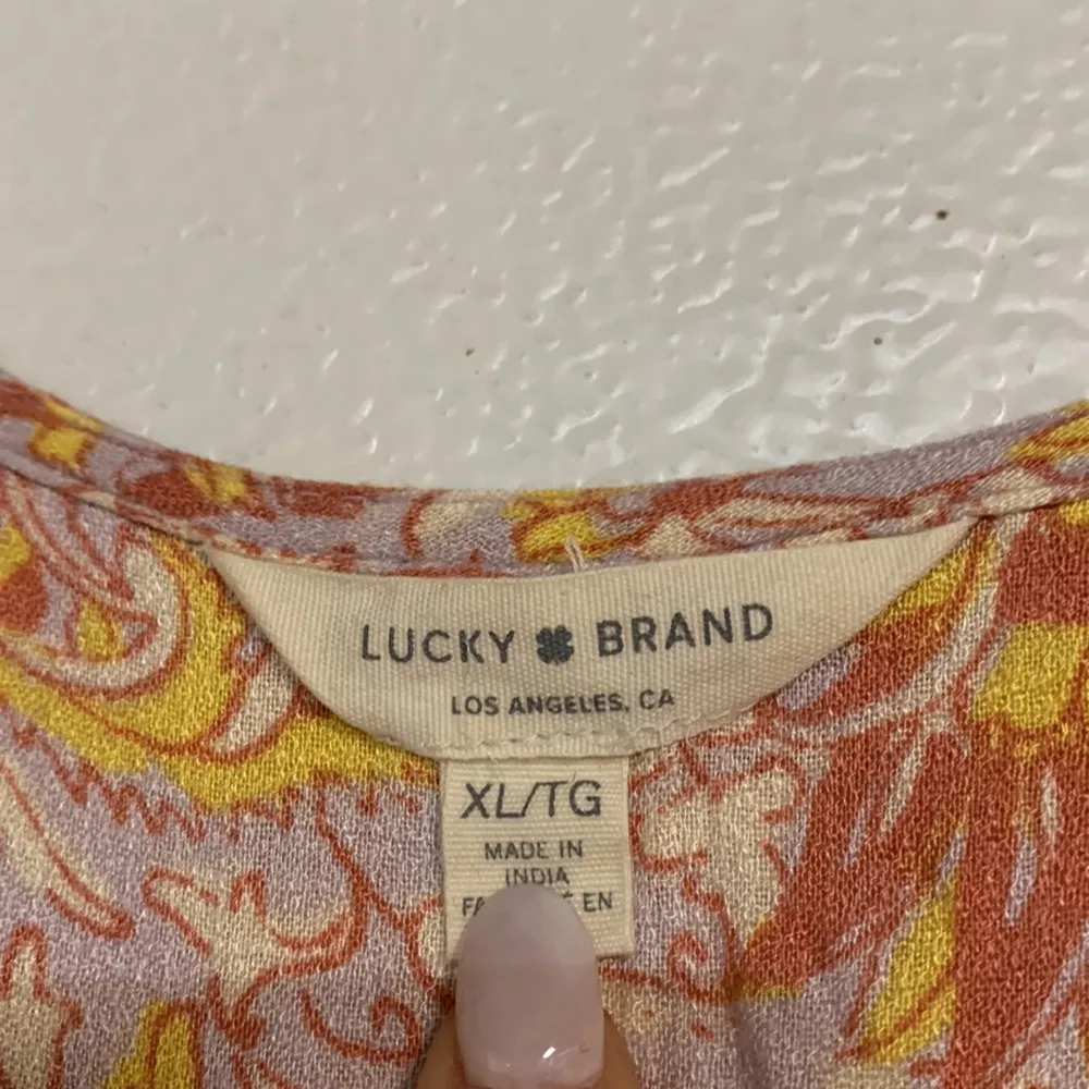 LUCKY BRAND YELLOW PINK FLORAL FELICE HI LOW MIDI DRESS XL - Image 5