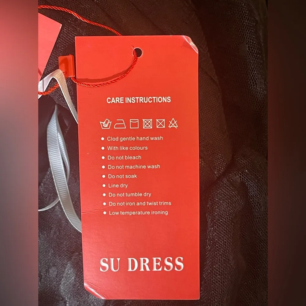 Su Dress Women’s Plus Size 26 Elegant Black Tulle Dress with Puff Sleeves NWT - Image 10