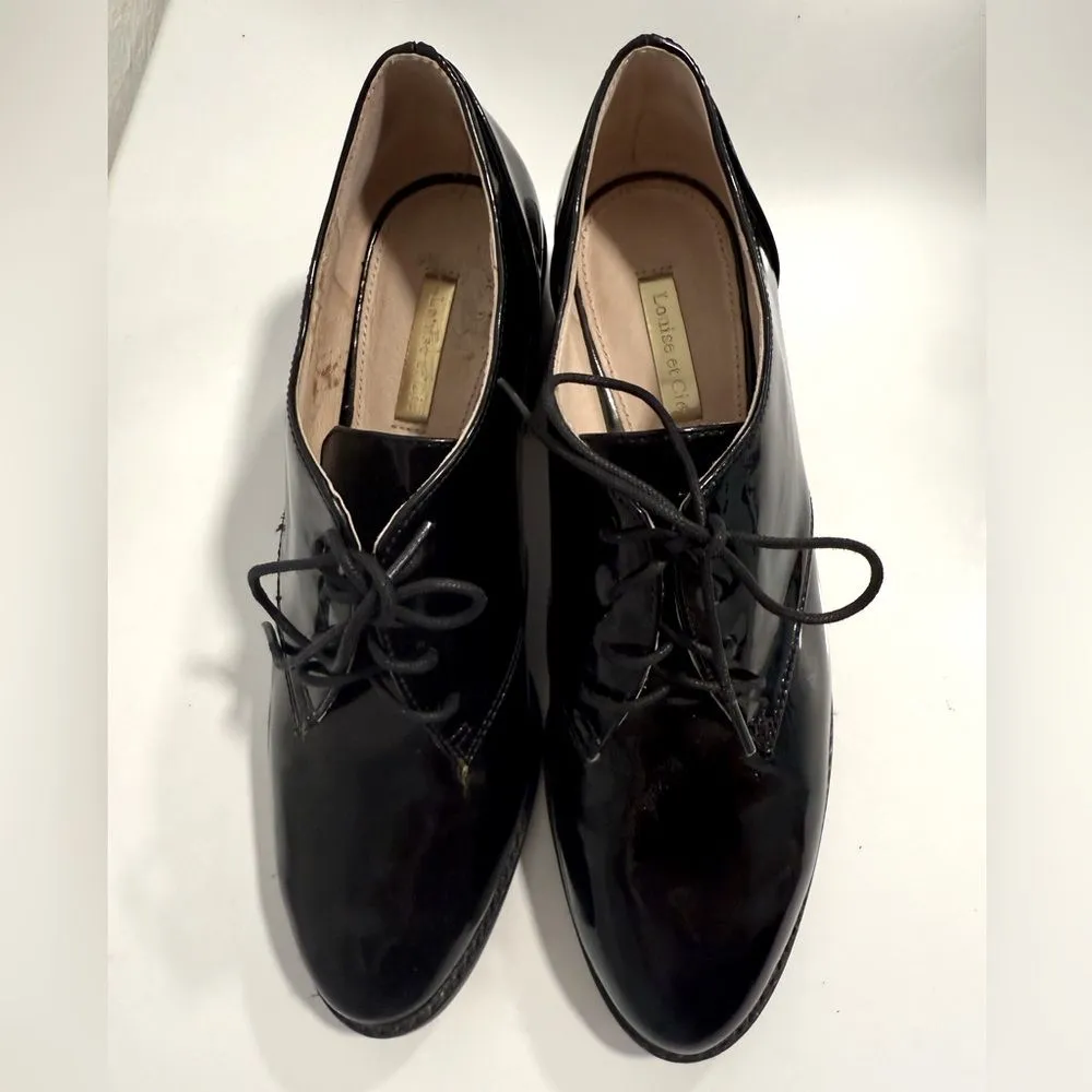 Louise et Cie Black Patent Almond Toe Lace-Up Oxfords Size 7 EUC - Image 2